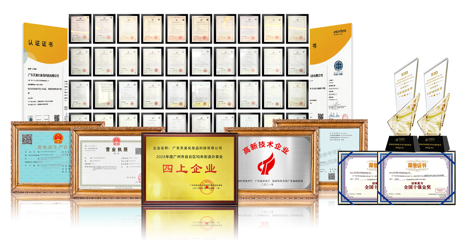 Tianzi Tech honors wall: High-tech Enterprise, Top-10 National Gold Award and more